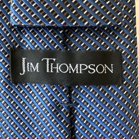 Jim Thompson Blue Red Black White 100% Silk Tie 57"L 3.5W - Picture 1 of 8